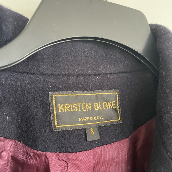 Vintage Kristen Blake Blue 100% Wool Full Length Duster Peacoat Overcoat size 8 - Picture 8 of 13